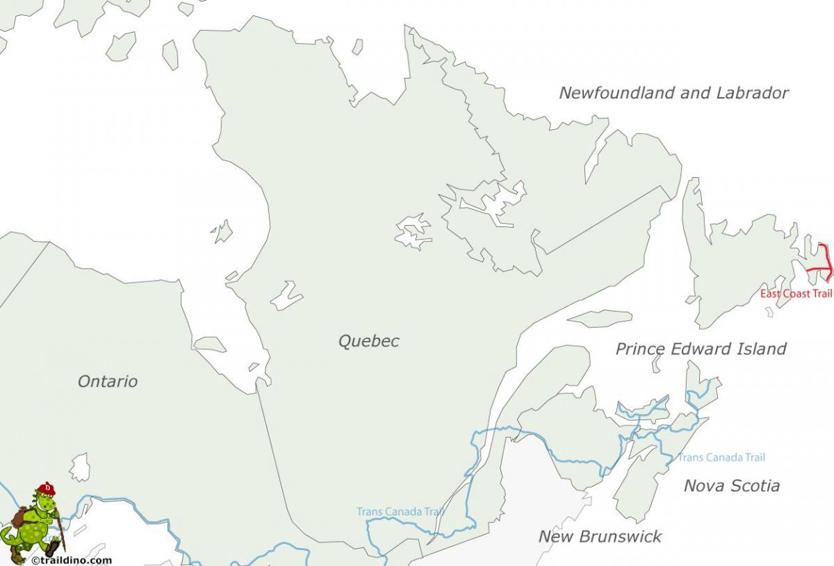 karta istočne obale SAD-a i Kanade