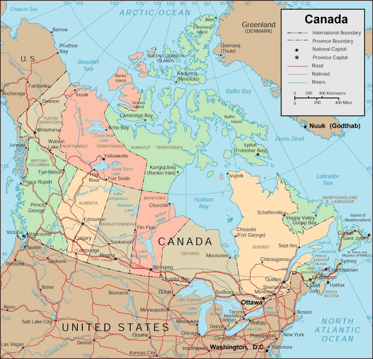 karta Kanade i gradova