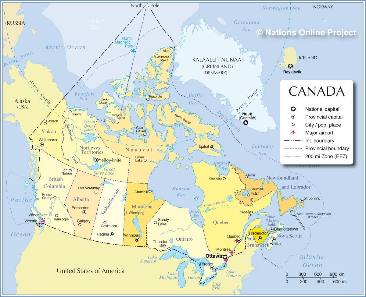 kanada karta gradova Karta Kanade gradova i provincija   karta Kanada gradova i  kanada karta gradova